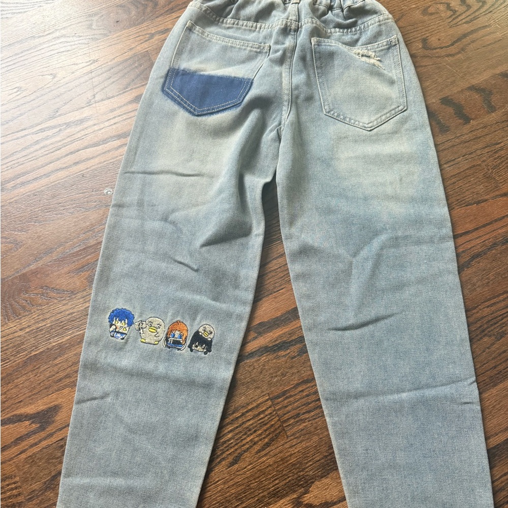 Kids' Blue  Jeans with Cartoon embroidery